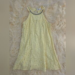 Yellow Lace Sleeveless Dress Candie's Size Small Halter Mini
